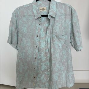 Men's Tropical Print Shirt - Light Blue and Gray